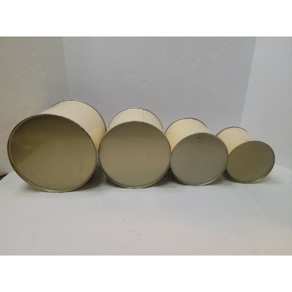 Vintage Rare Cheinco Tin Nesting Round Canister Set‎ Fruit Pattern No Rust